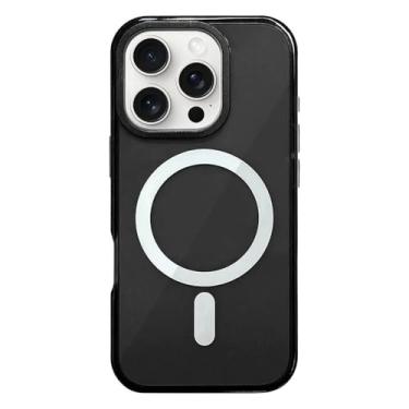 Imagem de Capa transparente em cores neon para iPhone 16, 17 Pro Max, 15 Pro, 13, 14, 12 e 11 com carregamento sem fio. Capa de si