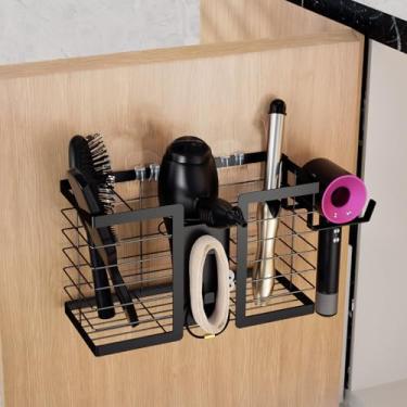 Imagem de FUNKYLEE Organizador de ferramentas de cabelo – Suporte de secador de cabelo, organizador de banheiro de metal 3 em 1, suporte de parede para chapinha, alisador, ferramentas de pentear, armazenamento