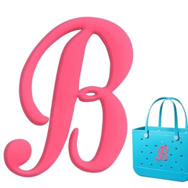 Imagem de Berloques de praia personalizáveis - Letras do alfabeto à prova d'água para acessórios de bolsa Bogg (Rosa/Branco/Preto) Letras, One Size, Cloreto de polivinilo, Sem Pedra Preciosa