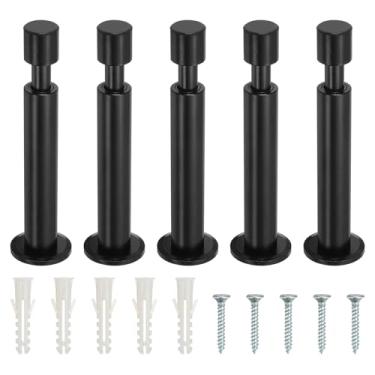 Imagem de PATIKIL 5 batentes de porta, batente de porta de alumínio, protetor de parede de metal, batente de porta longo sólido para home office shopping center para proteger a porta da parede, preto