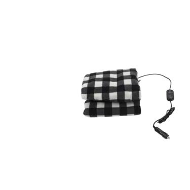 Imagem de Acouto Cobertor de Aquecimento Elétrico, Cobertor de Carro Elétrico Aquecido Com Temporizador de 3 Níveis Lavável 59,06 X 43,31 pol. Tecido de lã Fios de Aquecimento de (Xadrez Quadrado Branco Preto)