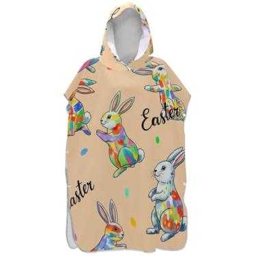 Imagem de Joisal Poncho de surfe colorido para adultos, trocador de roupas, toalha de banho com capuz, leve, masculino, feminino, poncho com capuz