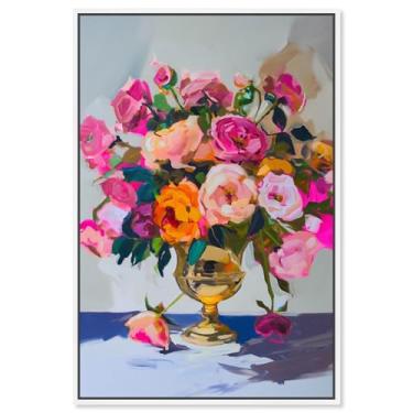 Imagem de Art Remedy Lush Elysium Canvas Vasos florais brilhantes, moldura branca, 40,6 cm x 61 cm