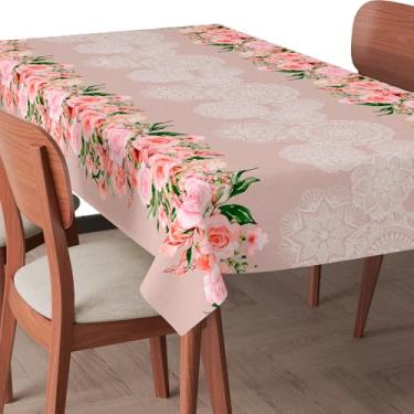 Imagem de Toalha de Mesa Térmica Impermeável Estampada 4–12 Lugares Proteção para Mesa Cozinha Jantar (Renda Floral,4 Lugares: 1,40m x 1,40m)