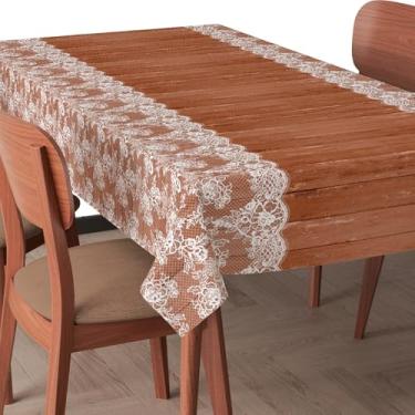 Imagem de Toalha de Mesa Térmica Impermeável Estampada 4–12 Lugares Proteção para Mesa Cozinha Jantar (Rustique Marron,6 Lugares: 2,00m x 1,40m)