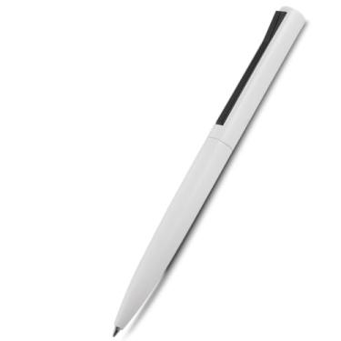 Imagem de Caneta Esferográfica Retrátil em Alumínio Reciclado, Escrita Azul, Corpo Emborrachado, Ponta Touch, Ambidestro, 0.8cm (Branco)