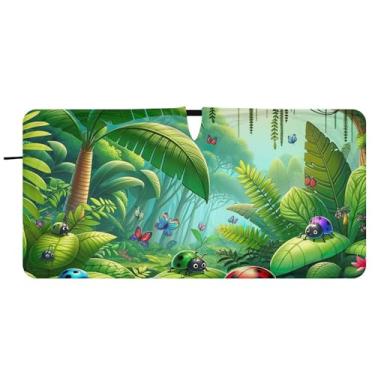 Imagem de Toldo de sol personalizado da selva com besouros de desenho fofo para para-brisa de carro dobrável caminhão janela de carro guarda-chuva de para-brisa frontal, 76 cm x 149 cm