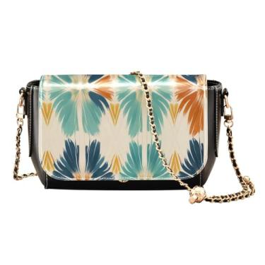 Imagem de Bolsa tiracolo quadrada com azul floral PU para mulheres, bolsa de ombro de couro sintético, bolsa de ombro transversal de couro, Cor étnica azul - 1, One Size