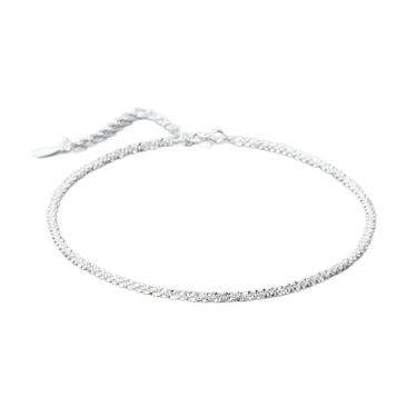 Imagem de Alggkss Pulseira feminina delicada e fina banhada a ouro branco - Corrente fina minimalista
