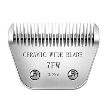 Imagem de Loarysk Lâminas largas de cerâmica de precisão para cuidados com cães, compatíveis com Andis, Oster A5, Wahl km10 Clippers-lâmina de substituição para cuidados com cães e gatos (7FW (3,2 mm))