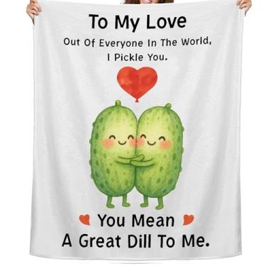 Imagem de Hahafelt Presentes de Dia dos Namorados para ela, namorado, namorada, esposa, marido, casal, aniversário de casamento, padrão de pickles, cobertor romântico, eu te amo, presentes para amantes de