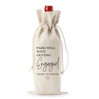 Imagem de Saco de vinho de noivado, presentes de noivado para casais, bolsa reutilizável de cobertura de vinho de serapilheira, presente de chá de panela, combina bem com presentes de noivado de cozinha