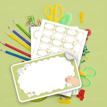 Imagem de Etiquetas Escolares Infantis 02 Tema Animais Capivara – Kit adesivo para identificação de cadernos, livros e lancheira
