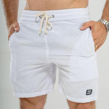 Imagem de Short Linho Masculina Mauricinho Curto Casual Sarja Brim Slim masculin