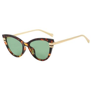 Imagem de Óculos de Sol UV400 - Olho de Gato com Degradê de Cores em Metal para Homens e Mulheres, Esportivos, para Corrida, Ciclismo e Atividades ao Ar Livre, Cor Verde Leopardo
