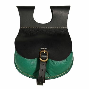 Imagem de Mythrojan Bolsa de couro pesado medieval para cinto, grande, renascentista, bolsa de cintura, Black & Green, 8.2" x 6.6"