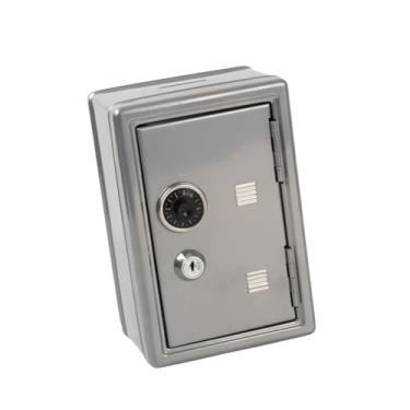 Imagem de predolo Mini Cofre de para Dinheiro, Prático Armário de Mesa em Metal, Organizador para Joias, Brinquedos, Chaves, Cartões e Banheiro, Cinza