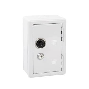 Imagem de predolo Mini Cofre de para Dinheiro, Prático Armário de Mesa em Metal, Organizador para Joias, Brinquedos, Chaves, Cartões e Banheiro, Branco