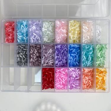 Imagem de YDJIANCAI 13000 peças de contas de vidro escovado olho de gato torcido com uma caixa de armazenamento de 24 compartimentos, contas de sementes de tubo para fabricação de joias, suprimentos de