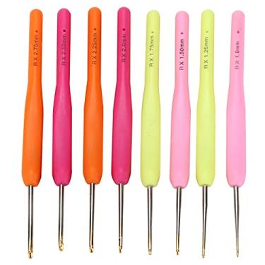 Imagem de Conjunto de ganchos de crochê, 8 peças, 1mm 2.75mm, cabo de plástico colorido, liga de alumínio, kit de agulhas finas de crochê para iniciantes, entusiastas de tricô