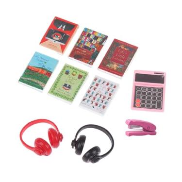 Imagem de menolana Conjunto de livros para casa de bonecas, fones de ouvido, artesanato faça você mesmo, itens para enfeitar estantes de livros, acessórios de decoração
