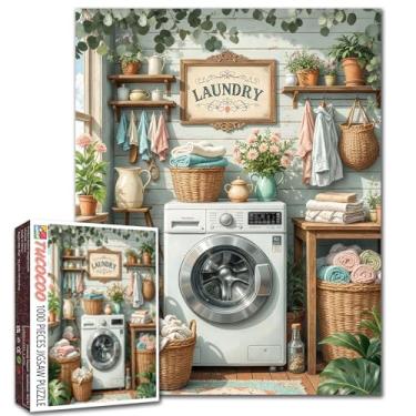 Imagem de Quebra-cabeças de Dia das Mães 1000 peças para adultos, quebra-cabeça de cena de lavanderia para jogos desafiadores de atividades em família, quebra-cabeça DIY para decoração de parede de casa