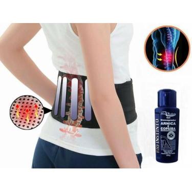 Imagem de Cinta Coluna Lombar Alivia Dor Ciático Fibromialgia + Gel Arnica - Aoy