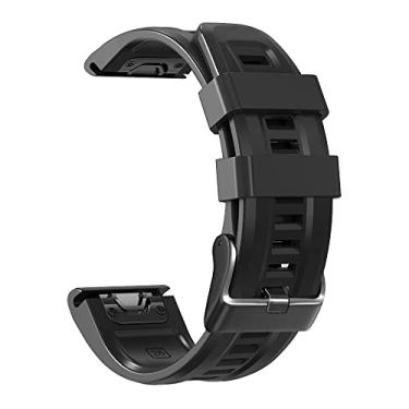 Imagem de MGTCAR Pulseira de silicone para relógio inteligente Garmin Fenix 7X 7 Fenix 6X 6 Pro Fenix 5X 5 Plus 3HR pulseira de liberação rápida (Bk, 26 mm)
