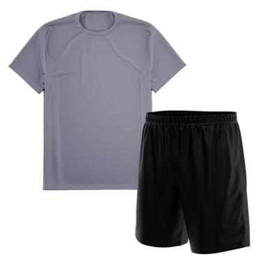Imagem de Kit Calção Short Futebol Basquete Preto + Camiseta Manga Curta Masculina-Masculino