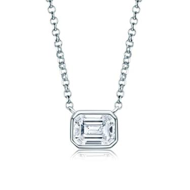 Imagem de Colar Moissanite para mulheres, pingente solitário 1-2 CT prata esterlina 925 colares redondos D-E cor VVS1 claridade ouro branco colares banhados a ouro branco presentes de casamento para o dia das mães, Prata esterlina, Moissanite