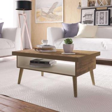 Imagem de Mesa De Centro Artely Lucca Cor Pinho Com Off White