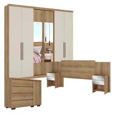 Imagem de Guarda Roupa Casal Passione Ultra Glass 6 Portas Capuccino Off White c