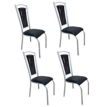 Imagem de Kit 4 Cadeiras Cozinha Aço Tubolar Confortável Jantar - Wj Móveis