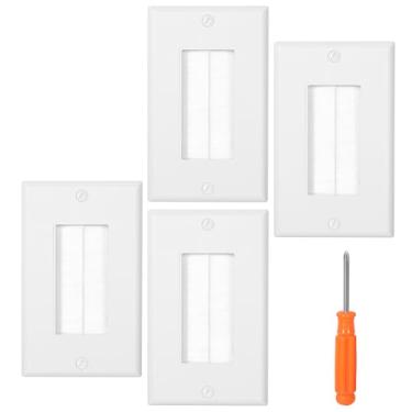 Imagem de Placa de parede escovada, pacote com 10, 12,6 cm x 7,2 cm, inserção de passagem decorativa para gerenciamento de cabos, cabos de baixa tensão, fios, HDTV, HDMI e Home Theater, termoplástico de