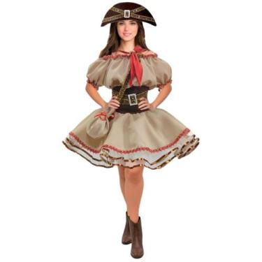 Imagem de Vestido Maria Bonita de Luxo com Chapéu Roupa Cangaceira Luxo pra Fest