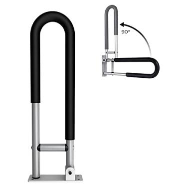 Imagem de HDVLXZLY Suporte de segurança para banheiro dobrável, corrimão, chuveiro, antiderrapante, segurança para banheiro, suspensa, liga de alumínio, ferramenta de auxílio montada na parede para idosos