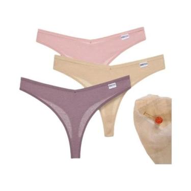 Imagem de Conjunto De 3 Calcinhas G-string De Algodão Waffle Sexy Para Mulheres,