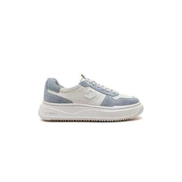 Imagem de Sapatênis Democrata Denim Block Couro Azul Claro-Feminino