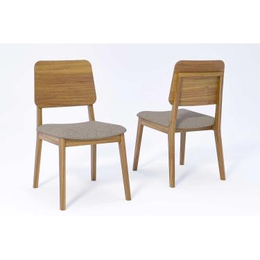 Imagem de Cadeira Sala de Jantar Ipe Kit 2 Un Carvalho/Linho Bege - Cimol