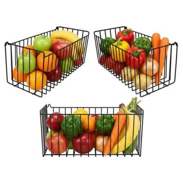 Imagem de Kit 3 Cestos Aramados Fruteira de Parede 35x15cm Multiuso para Cozinha