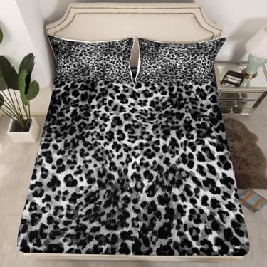 Imagem de Feelyou Jogo de cama casal com estampa de leopardo preto, safári, para decoração de quarto de meninos e meninas e adolescentes, 3 peças (sem lençol superior)