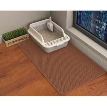 Imagem de HCY&WLD Tapete de areia para gatos, tapete de armadilha de areia dupla de favo de mel, impermeável, à prova de urina, antiderrapante, controle de dispersão, menos desperdício, mais fácil de limpar