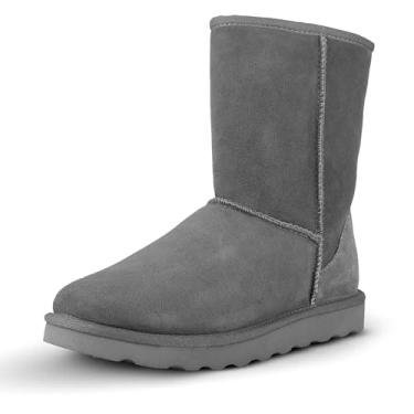 Imagem de WaySoft Botas femininas de inverno de pele de carneiro australiana genuínas, botas clássicas de cisalhamento resistente à água, Cinza, 11