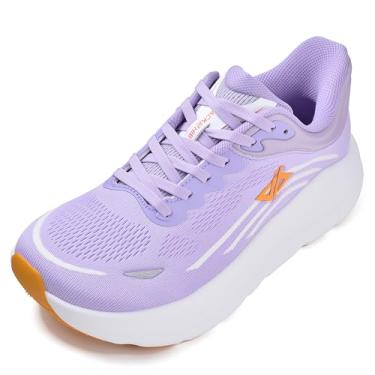 Imagem de JACKSHIBO Tênis de corrida feminino, sem fecho, mãos livres, bico largo, arco ortopédico, suporte para caminhada, tênis, plataforma, grosso, Roxa, 7.5 Wide