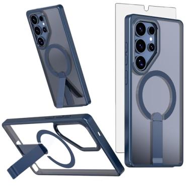 Imagem de Asuwish Capa de celular para Samsung Galaxy S24 Ultra 5G com protetor de tela magnético de vidro temperado e suporte rígido resistente à prova de choque acessórios S24Ultra 24S S 24 24Ultra feminino