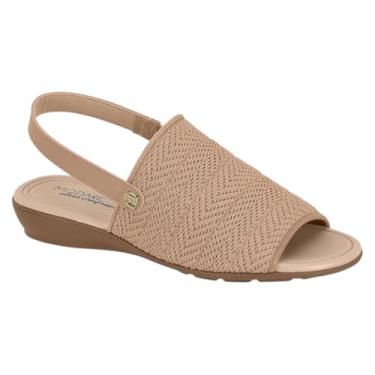 Imagem de Sandália Feminina Anabela Baixa em Knit Ultraconforto com Elástico Modare 7137.265 (Bege, BR, Adulto, Numérico, 35)