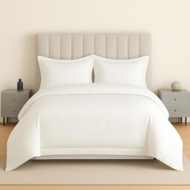 Imagem de eBeddy Linens Capa de edredom 100% algodão egípcio solteiro/solteiro GG tamanho 168 x 222 cm, capa de edredom de cetim 800-TC, capa de edredom de algodão macio e respirável com fecho de zíper oculto -