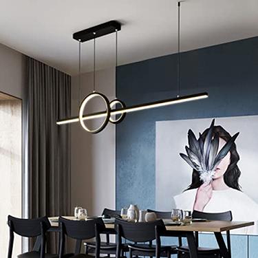 Imagem de Luminária pendente moderna de LED para mesa de jantar, com altura ajustável, ideal para sala de jantar, quarto, escritório e sala de estar (preta, 120 cm de comprimento).