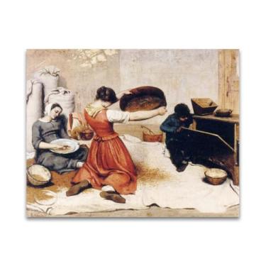 Imagem de RYLJCZ Gustave Courbet Reprodução de pinturas famosas - (peneiras de trigo) Impressão em tela Imagens de arte de parede para decoração de sala de estar (40 x 50 cm (15,8 x 19,7 pol)/sem moldura)