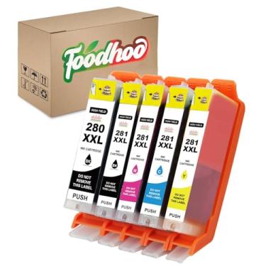 Imagem de FOODHOO Recarregável PGI-280XXL CLI-281XXL para uso com PIXMA TS6120 TS6220 TS6320TS8120 TS8220 TS8320 TR7520TR8520 TR8620 TS9120 TS9520 TS9521C TS7020 Impressora (5 Pacotes)